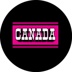 Canada Typography Pink On Black Sticker
