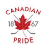 Canadian Pride Maple Leaf and Hockey Sticks Crest Sticker