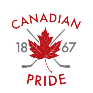 Canadian Pride Maple Leaf and Hockey Sticks Crest Sticker