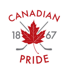 Canadian Pride Maple Leaf and Hockey Sticks Crest Sticker