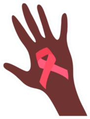 Cancer Ribbon In Girls Hand Illustration Sticker