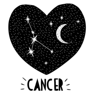 Cancer Symbol Hand Drawn Zodiac Heart Sticker 