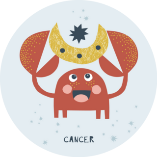 Cancer Zodiac Character Nursery Poster Sticker