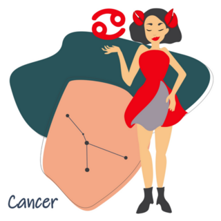 Cancer Zodiac Crab Girl Constellation Sticker