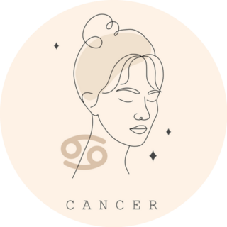 Cancer Zodiac Sign Astrological Drawing On Pink Sticker