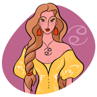 Cancer Zodiac Sign Beautiful Girl Illustration Sticker