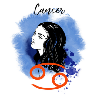 Cancer Zodiac Sign Blue Sketch Sticker