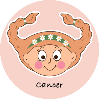 Cancer Zodiac Sign In 70s Cartoon Style Sticker