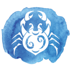 Cancer Zodiac Sign On Blue Watercolor Sticker