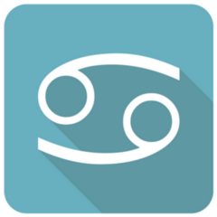 Cancer Zodiac Symbol In Blue Square Sticker