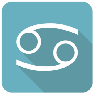 Cancer Zodiac Symbol In Blue Square Sticker