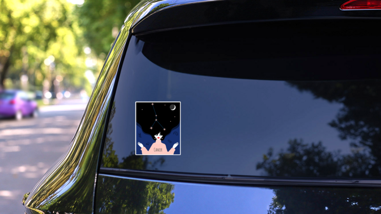 Cancer Zodiacal Constellation With Bright Stars Sticker on a Rear Car Window (New) example
