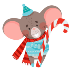 Candy Cane Mouse Sticker