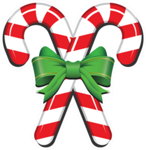Candy Cane With Ribbon Sticker