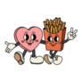 Candy Heart And French Fries Hugging Sticker