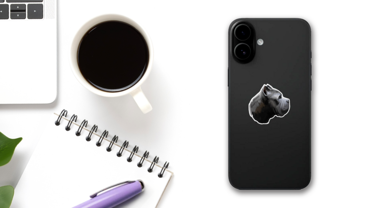 Cane Corso Head Sticker on a Phone (New) example