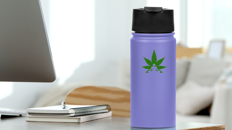 Cannabis And Meditation Sticker on a Water Bottle (New) example