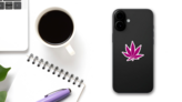 Cannabis Illustration Pink Sticker on a Phone (New) example
