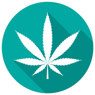 Cannabis Leaf Icon With Long Shadow Sticker