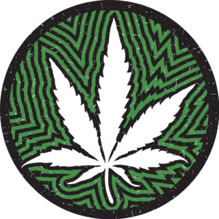 Cannabis Leaf In Circle With Green Stripes And Galaxy Sticker