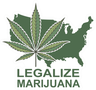 Cannabis Leaf On USA Map Sticker