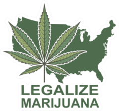 Cannabis Leaf On USA Map Sticker