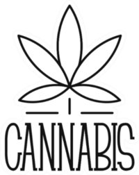 Cannabis Lettering Leaf Logo Sticker