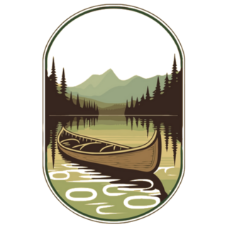 Canoe Mountain Lake Adventure Badge Sticker
