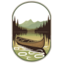 Canoe Mountain Lake Adventure Badge Sticker