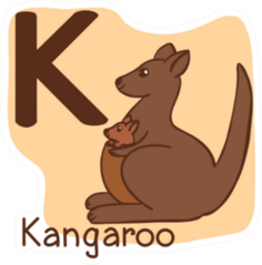 Capital Letter k Kangaroo Sticker