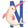 Capital Letter N Narwhal Sticker