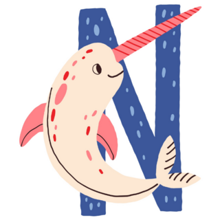 Capital Letter N Narwhal Sticker