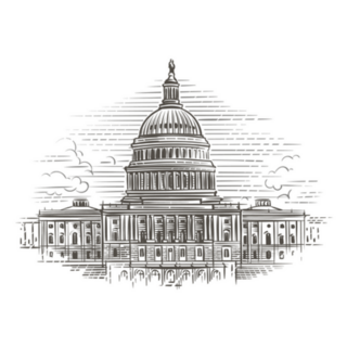 Capitol Building Hand Drawn Illustration Washington DC Sticker