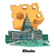 Capitol Building In Milwaukee Wisconsin With Cheese Background Sticker