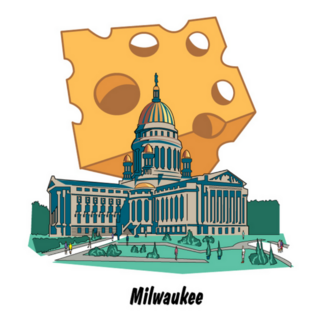 Capitol Building In Milwaukee Wisconsin With Cheese Background Sticker