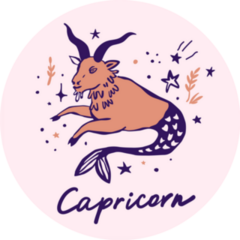 Capricorn Cute Astrological Illustration Pink Sticker