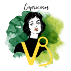 Capricorn-Girl Zodiac Green Watercolor Sticker 