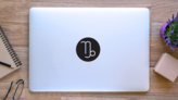 Capricorn Sign Symbol Zodiac Sticker  on a Laptop (New) example