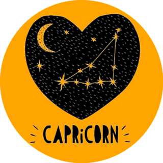 Capricorn Symbol In Black Heart Sticker 