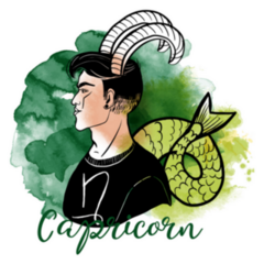 Capricorn Zodiac Design As Men Watercolor Sticker 