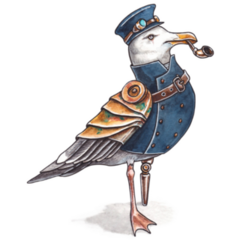 Captain Seagull Watercolor Sticker