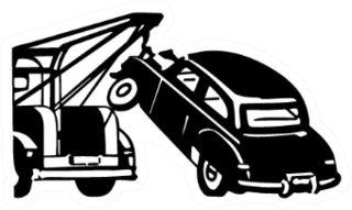 Car Being Towed - Retro Illustration Sticker