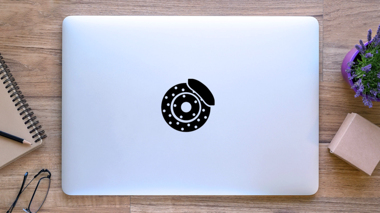 Car Brake Disc Icon Sticker on a Laptop (New) example