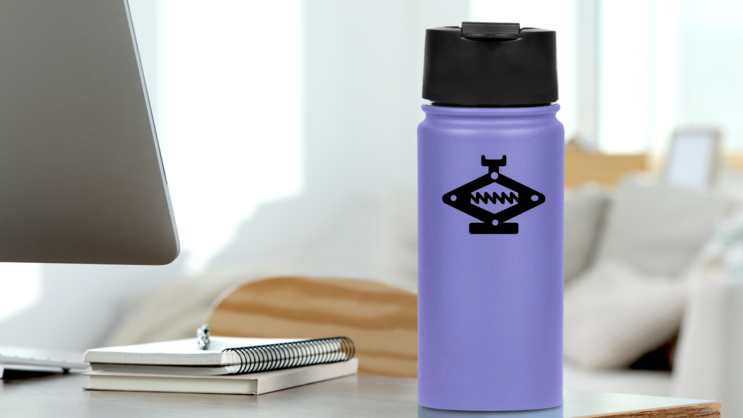 Car Jack Lift Sticker on a Water Bottle (New) example