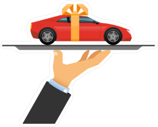 Car On a Serving Tray Sticker