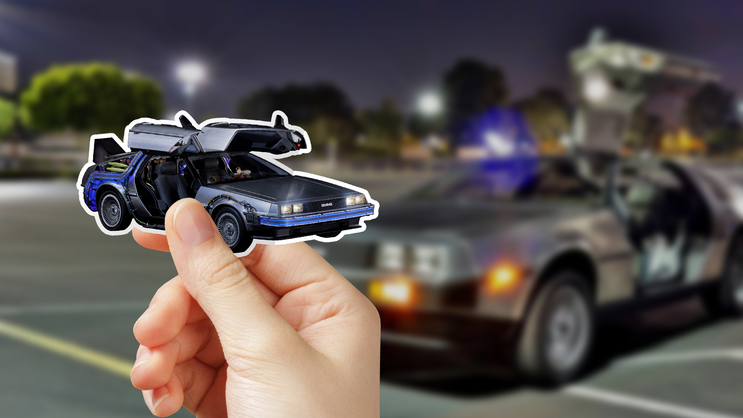 Sticker made from a car in a parking lot