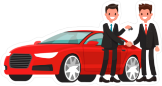 Car Salesman and Customer Sticker