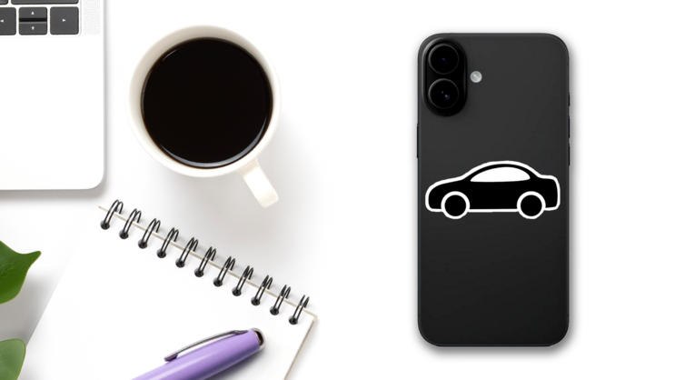 Car Vector Icon Sticker on a Phone (New) example