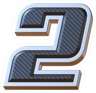 Carbon Fiber And Metallic Number 2 Sticker