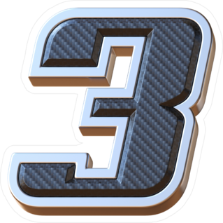 Carbon Fiber And Metallic Number 3 Sticker